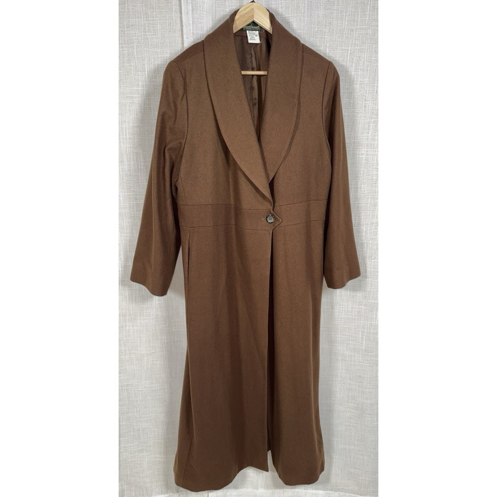 Harve‎ Bernard Wool Blend Women's Petite Sz. 16 Brown Trench Long Coat Holtzman